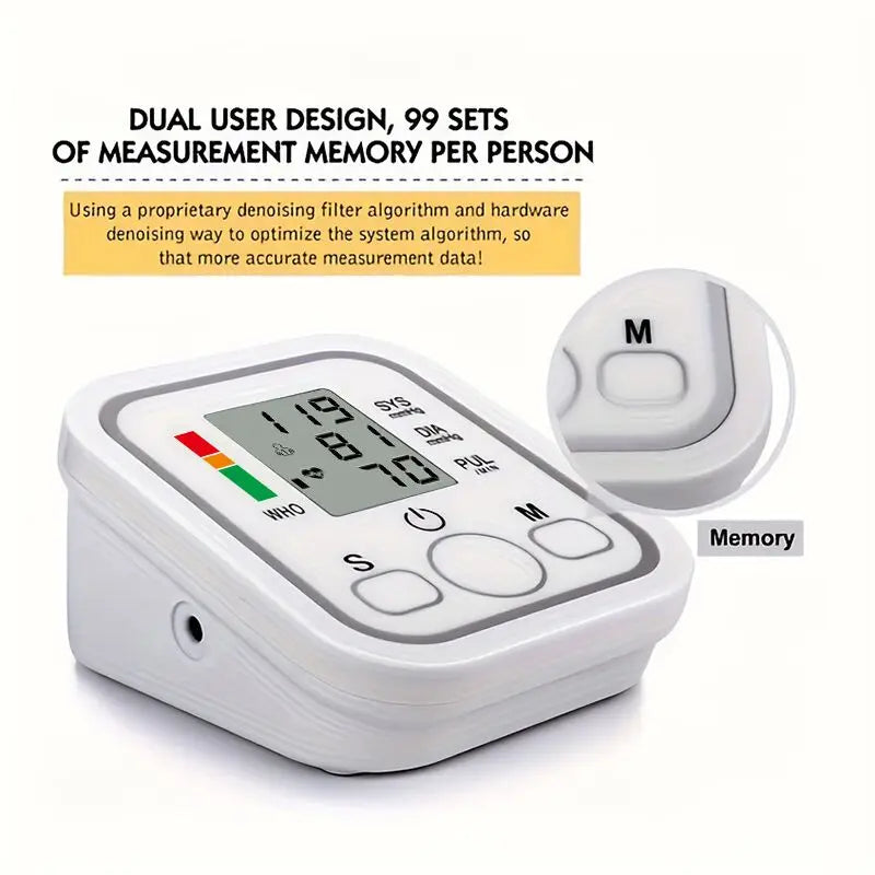 Automatic Digital ARM Blood Pressure Monitor Sphygmomanometer Tonometer Tensiometer Heart Rate Pulse Meter BP Monitor Healthy
